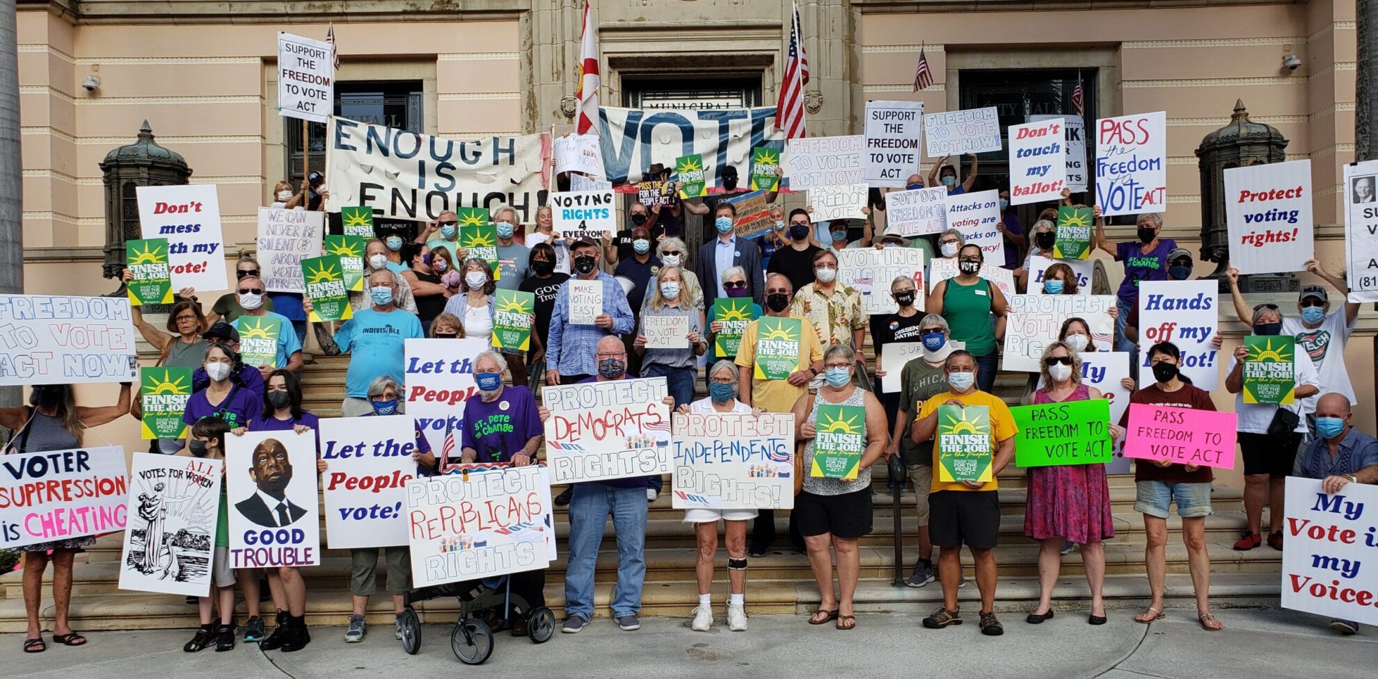 PDA/coalition activists rally in St Petersburg, FL for the Voting Rights Act, Sept. 17, 2021